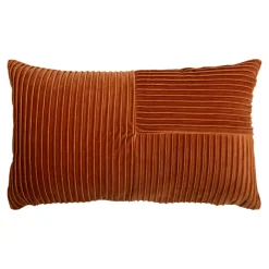 Discount GoodHome Housse de coussin effet velours cotelé Gareta terracotta l.50 x H.30cm