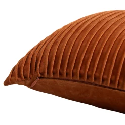 Discount GoodHome Housse de coussin effet velours cotelé Gareta terracotta l.50 x H.30cm