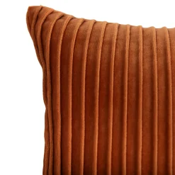 Discount GoodHome Housse de coussin effet velours cotelé Gareta terracotta l.50 x H.30cm