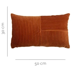 Discount GoodHome Housse de coussin effet velours cotelé Gareta terracotta l.50 x H.30cm