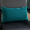GoodHome Housse de coussin effet velours Valgreta bleu canard l.50 x H.30cm* Housse De Coussin|Housse De Coussin
