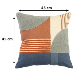 Sale GoodHome Housse de coussin en coton Deoli imprimé géométrique multicouleurs l.45 x H.45cm