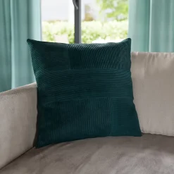 GoodHome Housse de coussin en coton Ambur vert foncé l.45 x H.45cm* Housse De Coussin|Housse De Coussin