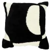 GoodHome Housse de coussin en coton Aizu imprimé géométrique noir et blanc l.45 x H.45cm