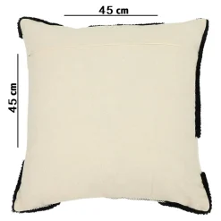 GoodHome Housse de coussin en coton Aizu imprimé géométrique noir et blanc l.45 x H.45cm