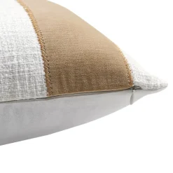 GoodHome Housse de coussin en coton Kolar rayures blanc et beige l.50 x H.30cm* Housse De Coussin|Housse De Coussin