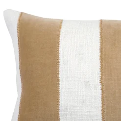 GoodHome Housse de coussin en coton Kolar rayures blanc et beige l.50 x H.30cm* Housse De Coussin|Housse De Coussin