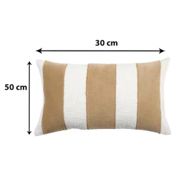 GoodHome Housse de coussin en coton Kolar rayures blanc et beige l.50 x H.30cm* Housse De Coussin|Housse De Coussin