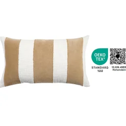 GoodHome Housse de coussin en coton Kolar rayures blanc et beige l.50 x H.30cm* Housse De Coussin|Housse De Coussin