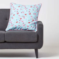 Homescapes Housse de coussin en coton oiseaux et fleurs, 60 x 60 cm -* Housse De Coussin|Housse De Coussin