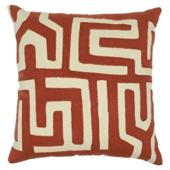 GoodHome Housse de coussin en coton Manado imprimé géométrique terracotta et blanc l.45 x H.45cm* Housse De Coussin|Housse De Coussin