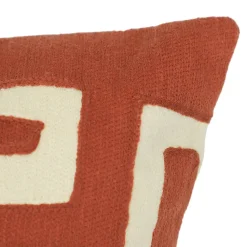 GoodHome Housse de coussin en coton Manado imprimé géométrique terracotta et blanc l.45 x H.45cm* Housse De Coussin|Housse De Coussin