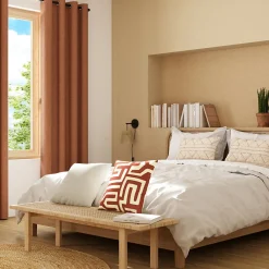 GoodHome Housse de coussin en coton Manado imprimé géométrique terracotta et blanc l.45 x H.45cm* Housse De Coussin|Housse De Coussin
