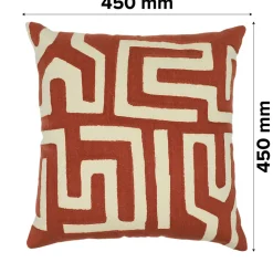GoodHome Housse de coussin en coton Manado imprimé géométrique terracotta et blanc l.45 x H.45cm* Housse De Coussin|Housse De Coussin