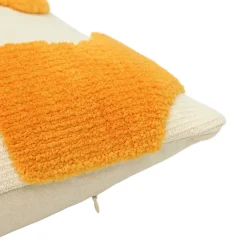 GoodHome Housse de coussin en coton Arribas effet velours blanc et jaune l.45 x H.45cm* Housse De Coussin|Housse De Coussin