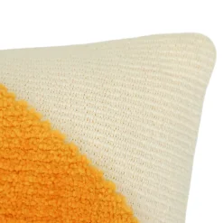 GoodHome Housse de coussin en coton Arribas effet velours blanc et jaune l.45 x H.45cm* Housse De Coussin|Housse De Coussin
