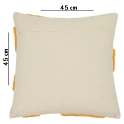 GoodHome Housse de coussin en coton Arribas effet velours blanc et jaune l.45 x H.45cm* Housse De Coussin|Housse De Coussin