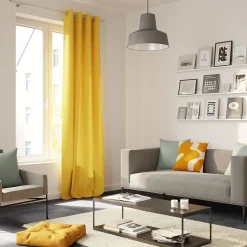 GoodHome Housse de coussin en coton Arribas effet velours blanc et jaune l.45 x H.45cm* Housse De Coussin|Housse De Coussin