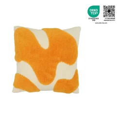 GoodHome Housse de coussin en coton Arribas effet velours blanc et jaune l.45 x H.45cm* Housse De Coussin|Housse De Coussin