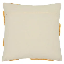 GoodHome Housse de coussin en coton Arribas effet velours blanc et jaune l.45 x H.45cm* Housse De Coussin|Housse De Coussin