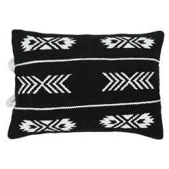 GoodHome Housse de coussin en coton Rahat imprimé géométrique noir et blanc l.60 x H.40cm* Housse De Coussin|Housse De Coussin