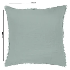 GoodHome Housse de coussin en coton Jalna bleu celadon L.45 x l.45cm* Housse De Coussin|Housse De Coussin