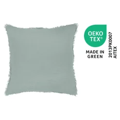 GoodHome Housse de coussin en coton Jalna bleu celadon L.45 x l.45cm* Housse De Coussin|Housse De Coussin