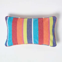 Homescapes Housse de coussin en coton à rayures multicolores, 30 x 50 cm -* Housse De Coussin|Housse De Coussin