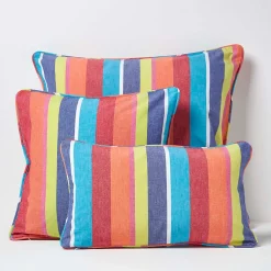 Homescapes Housse de coussin en coton à rayures multicolores, 30 x 50 cm -* Housse De Coussin|Housse De Coussin