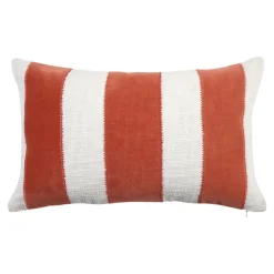 GoodHome Housse de coussin en coton Kolar rayures terracotta et blanc l.50 x H.30cm* Housse De Coussin|Housse De Coussin