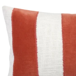 GoodHome Housse de coussin en coton Kolar rayures terracotta et blanc l.50 x H.30cm* Housse De Coussin|Housse De Coussin