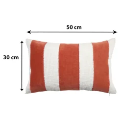 GoodHome Housse de coussin en coton Kolar rayures terracotta et blanc l.50 x H.30cm* Housse De Coussin|Housse De Coussin