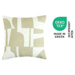 GoodHome Housse de coussin en coton Hapur imprimé géométrique blanc et beige l.45 x H.45cm* Housse De Coussin|Housse De Coussin