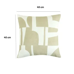 GoodHome Housse de coussin en coton Hapur imprimé géométrique blanc et beige l.45 x H.45cm* Housse De Coussin|Housse De Coussin