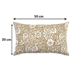 GoodHome Housse de coussin en coton Alsina fleuri beige l.50 x H.30cm* Housse De Coussin|Housse De Coussin