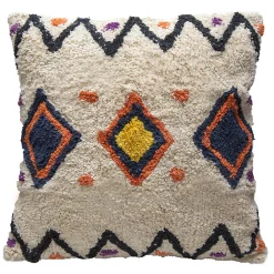 Discount Deko & Co Housse de coussin en coton tufté imprimé berbère multicouleurs L.45 x l.45cm