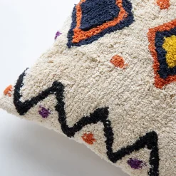 Discount Deko & Co Housse de coussin en coton tufté imprimé berbère multicouleurs L.45 x l.45cm