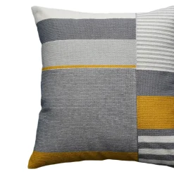 Online GoodHome Housse de coussin en coton Sunam imprimé géométrique jaune et gris l.45 x H.45cm