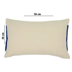 GoodHome Housse de coussin en coton Albizia imprimé ondulé bleu et blanc l.50 x H.30cm* Housse De Coussin|Housse De Coussin