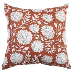Sale GoodHome Housse de coussin en coton Melaka fleuri terracotta l.45 x H.45cm