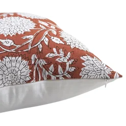 Sale GoodHome Housse de coussin en coton Melaka fleuri terracotta l.45 x H.45cm