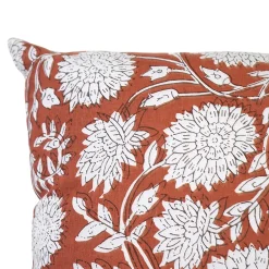 Sale GoodHome Housse de coussin en coton Melaka fleuri terracotta l.45 x H.45cm