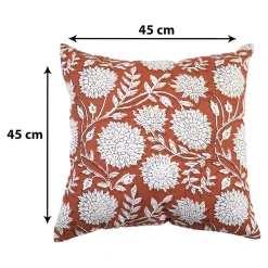 Sale GoodHome Housse de coussin en coton Melaka fleuri terracotta l.45 x H.45cm