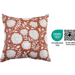 Sale GoodHome Housse de coussin en coton Melaka fleuri terracotta l.45 x H.45cm