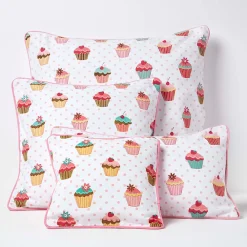 Clearance Homescapes Housse de coussin en coton cupcakes, 30 x 30 cm -