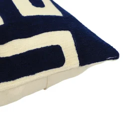 GoodHome Housse de coussin en coton Manado imprimé géométrique bleu et blanc l.45 x H.45cm* Housse De Coussin|Housse De Coussin