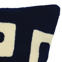 GoodHome Housse de coussin en coton Manado imprimé géométrique bleu et blanc l.45 x H.45cm* Housse De Coussin|Housse De Coussin