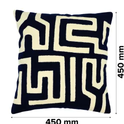 GoodHome Housse de coussin en coton Manado imprimé géométrique bleu et blanc l.45 x H.45cm* Housse De Coussin|Housse De Coussin