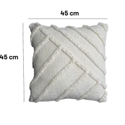 Sale GoodHome Housse de coussin en coton tufté Saline blanc cassé l.45 x H.45cm