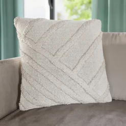 Sale GoodHome Housse de coussin en coton tufté Saline blanc cassé l.45 x H.45cm